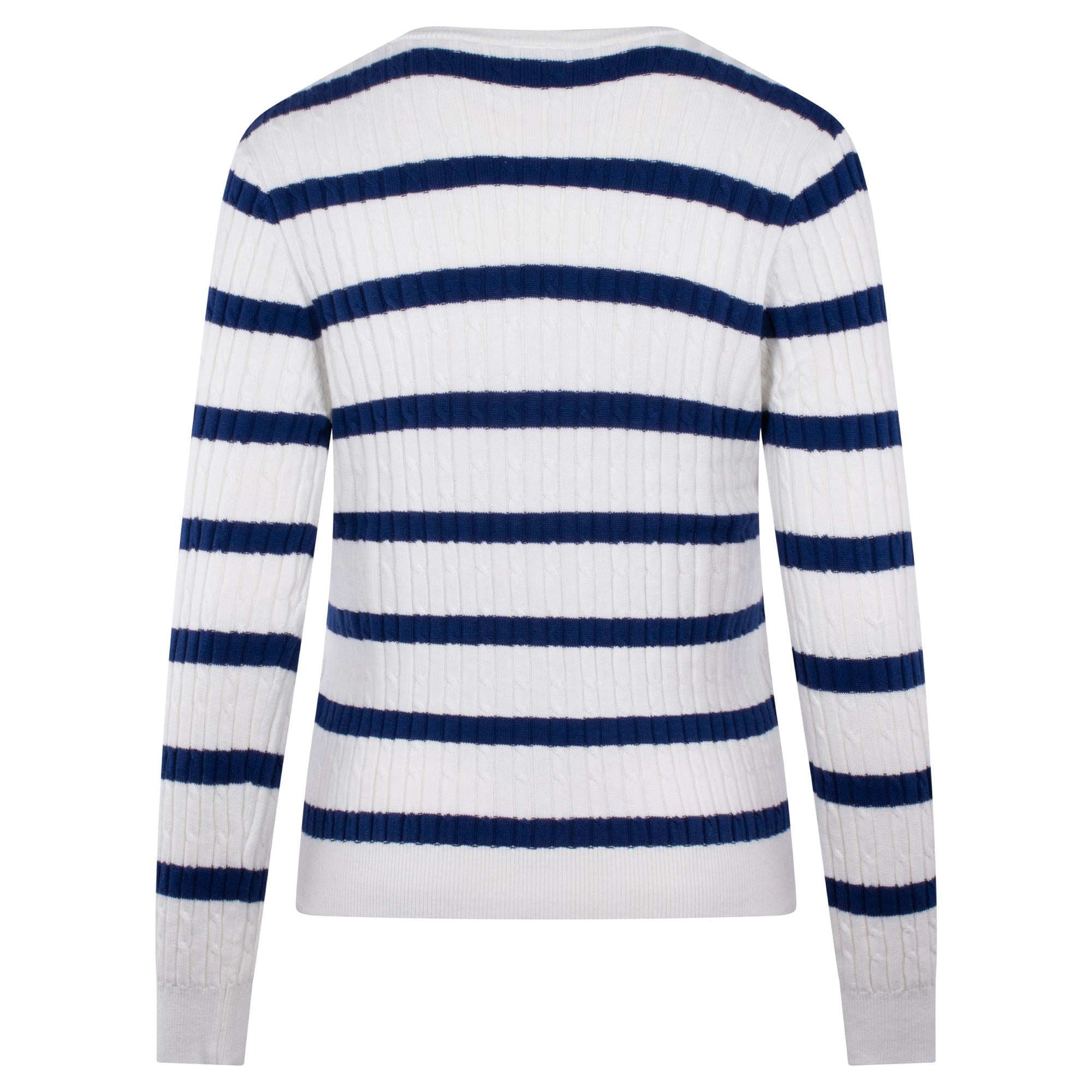 Daily Sports Striped Madelene Knitted Ladies Golf Sweater Power Blue